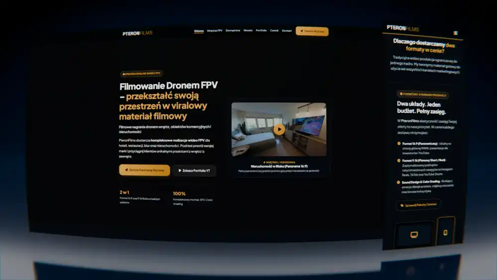 Pteron Films - Mockup strony internetowej