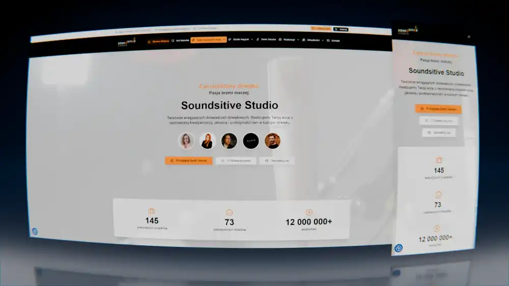 Soundsitive Studio - Mockup strony internetowej